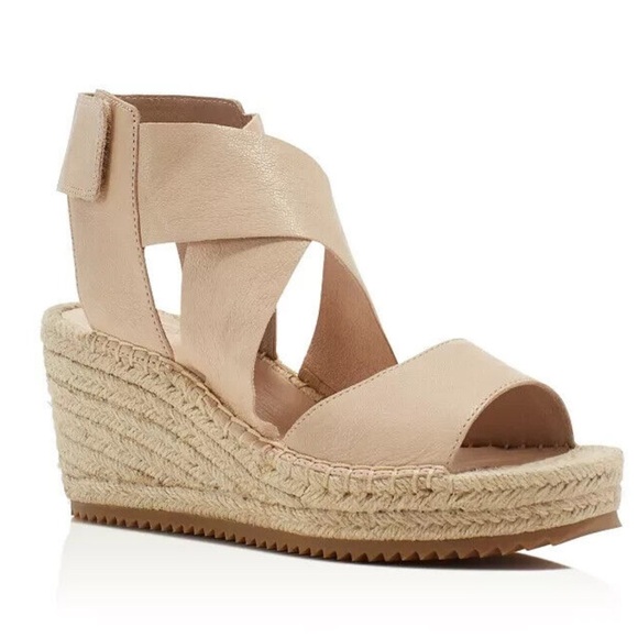 Eileen Fisher Shoes - Eileen Fisher Women’s Willow Tumbled Leather Wedge Espadrille Sandals Nude 9.5‎